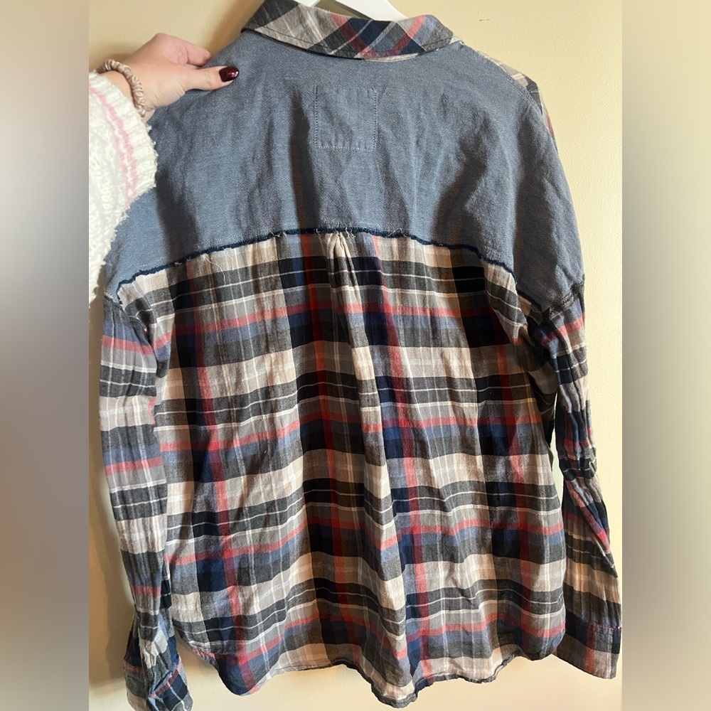 Vintage Free People Multicolor Plaid Button Down Flannel shirt - Picture 3 of 6